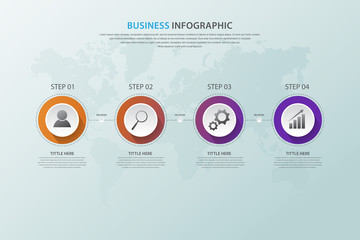 Business data visualization, Infographic element with icons and 4 options, Can be used for process, presentation, diagram, workflow layout, info graph, web design, Vector bussines template.