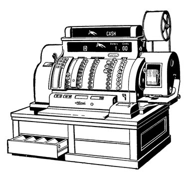 recommend clip art: Cash Register vintage illustration.