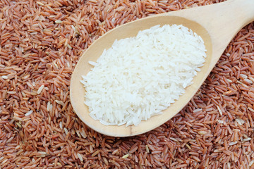 white rice and red rice