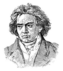 Ludwig van Beethoven, vintage illustration - obrazy, fototapety, plakaty