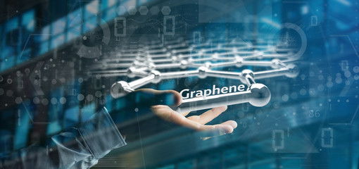 Businessman holding a graphene structure - 3d rendering