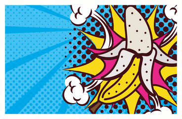fresh fruit banana pop art style