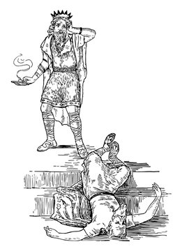Olaf and Nornagesta vintage illustration.