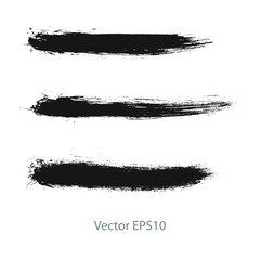 brush strokes watercolor background. Vector black paint