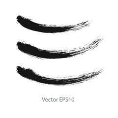 brush strokes watercolor background. Vector black paint