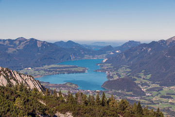 View from the Katrin. The Katrin is a mountain in Upper Austria near Bad Ischl and belongs to the Katergebirge