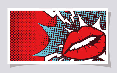 sexy woman mouth with splash expression pop art style