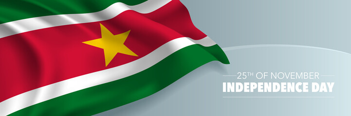 Suriname independence day vector banner, greeting card.