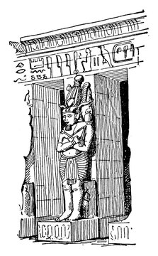 egyptian statue standing doorway black and white clip art preview