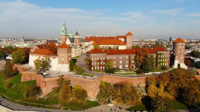 Krakow, Poland - aerial view of Wawel Castle. Travel destinations.