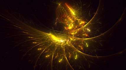 Fractal 3D rendering abstract gold bright background