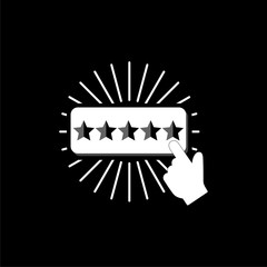 Customer reviews. Star rating. Feedback concept isolated on black background