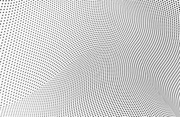 Abstract texture of halftone. Monochrome background of black dots on white background. Pattern to print from waves of dots