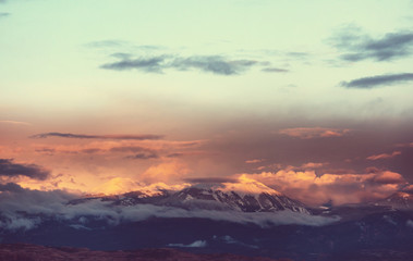Mountains on sunset