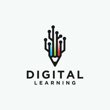 Digital learning Logo Icon, Technology Symbol