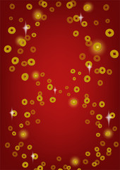 Infinity gold coin vector illustration on a red background.