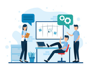 teamwork workers in the workplace vector illustration design