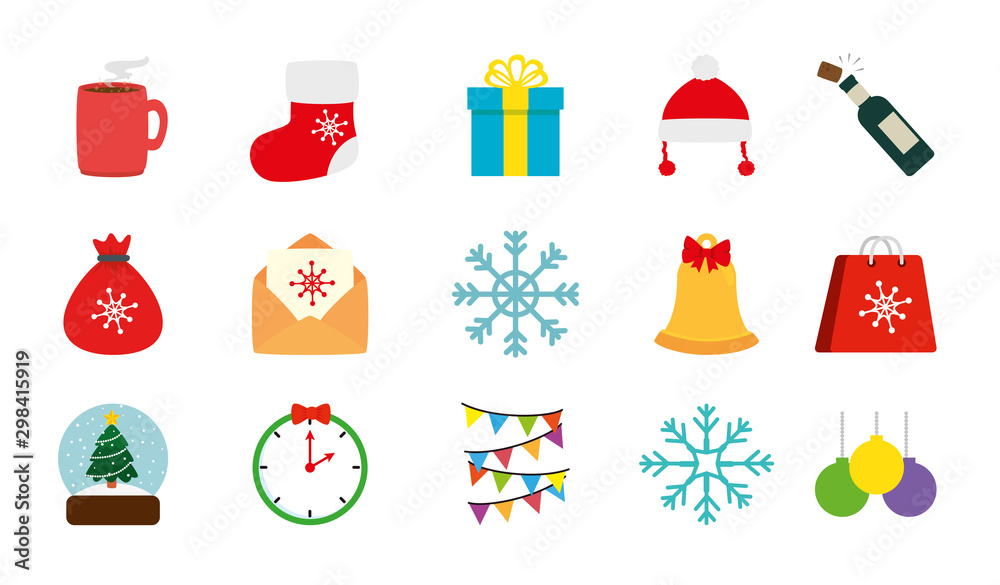 Poster set of icons merry christmas vector illustration design