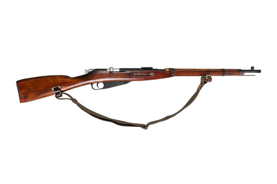 Old Mosin rifle isolated on white