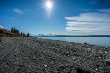 Scenic view of Lake Pukaki, South Island, New Zealand