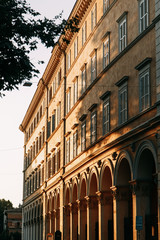  Architecture and buildings of old Italy. Evening panorama of the streets of Rome.