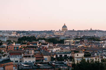 Fototapeta na wymiar Architecture and panoramas of the old city. Sunset and streets of Rome in Italy.