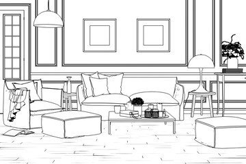 Casual Furnishing Presentation (sketch) - 3d illustration