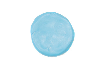 Blue plasticine isolated on white background.