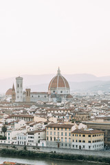Fototapeta na wymiar Panorama and sights of the old city. Sunset and evening in Florence.
