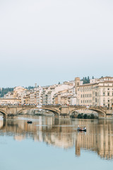 Fototapeta premium Panorama and sights of the old city. Sunset and evening in Florence.