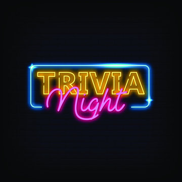 Trivia Night Neon Signs Style Text Vector