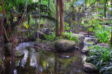 Phuket reception garden area pathway views at Thailand resort, stock photo with no people, near Bangkok. Asia.