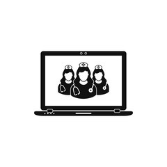 Online Medical Servicing Team Icon. Flat style vector EPS.