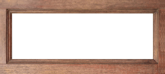 Vintage wooden photo frame isolated on white background with clipping path