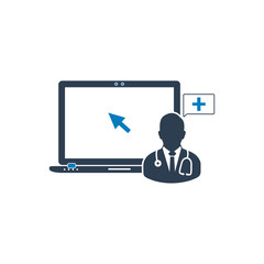 Online Medical Service Icon. Flat style vector EPS.