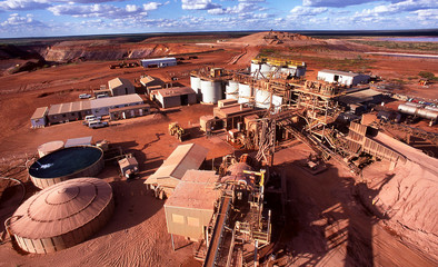 Elevated view of Gold Mine processing plant