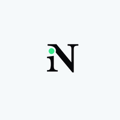 Letter I and N initials logo icon vector