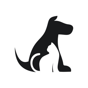 Vector illustration of a dog and cat on white background
