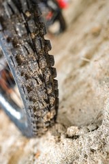 Mountain bike tire at the beach