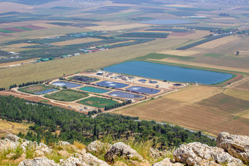 5 May 2018 A view of modern waste water treatment plant near Iskal in Israel from the Mount...