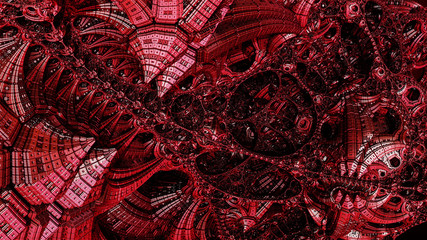 Abstract background, fantastic 3D structures, dark and bloody - obrazy, fototapety, plakaty