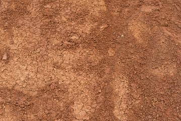 Red mountainside on hot day. Texture on wall of sandy canyon. Lack of water, drought from climate...