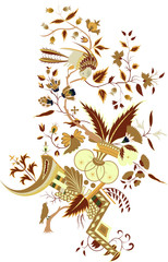 Beautiful hand drawn colour full floral motif