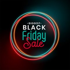 black friday sale glowing neon background design