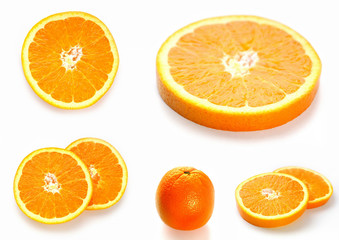 Sliced ​​Orange. Different shaped pieces of fruit.
