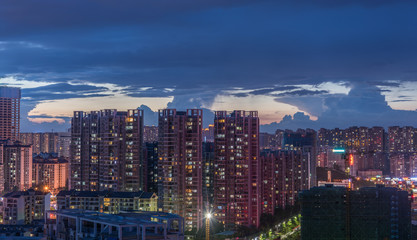 Obraz premium Asian Chinese city dusk night architectural lighting landscape