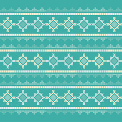 Seamless pattern. Background with Norwegian pixel snowflakes. Vector illustration for web design or print.
