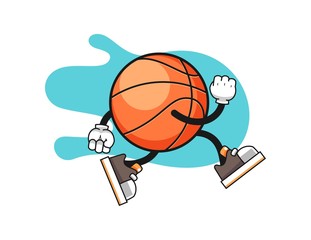 basketball run cartoon. Mascot Character vector.