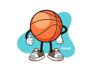 basketball thumbs up cartoon. Mascot Character vector.
