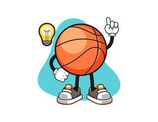 basketball get an idea cartoon. Mascot Character vector.
